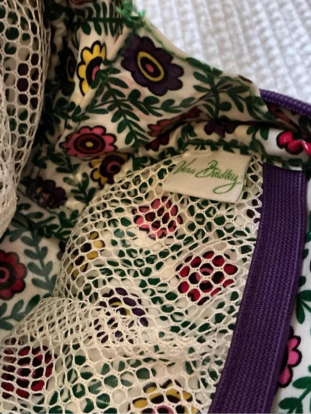 Vera Bradley Quilted Floral Cosmetic Pouch in Purple, Pink, Green & Yellow